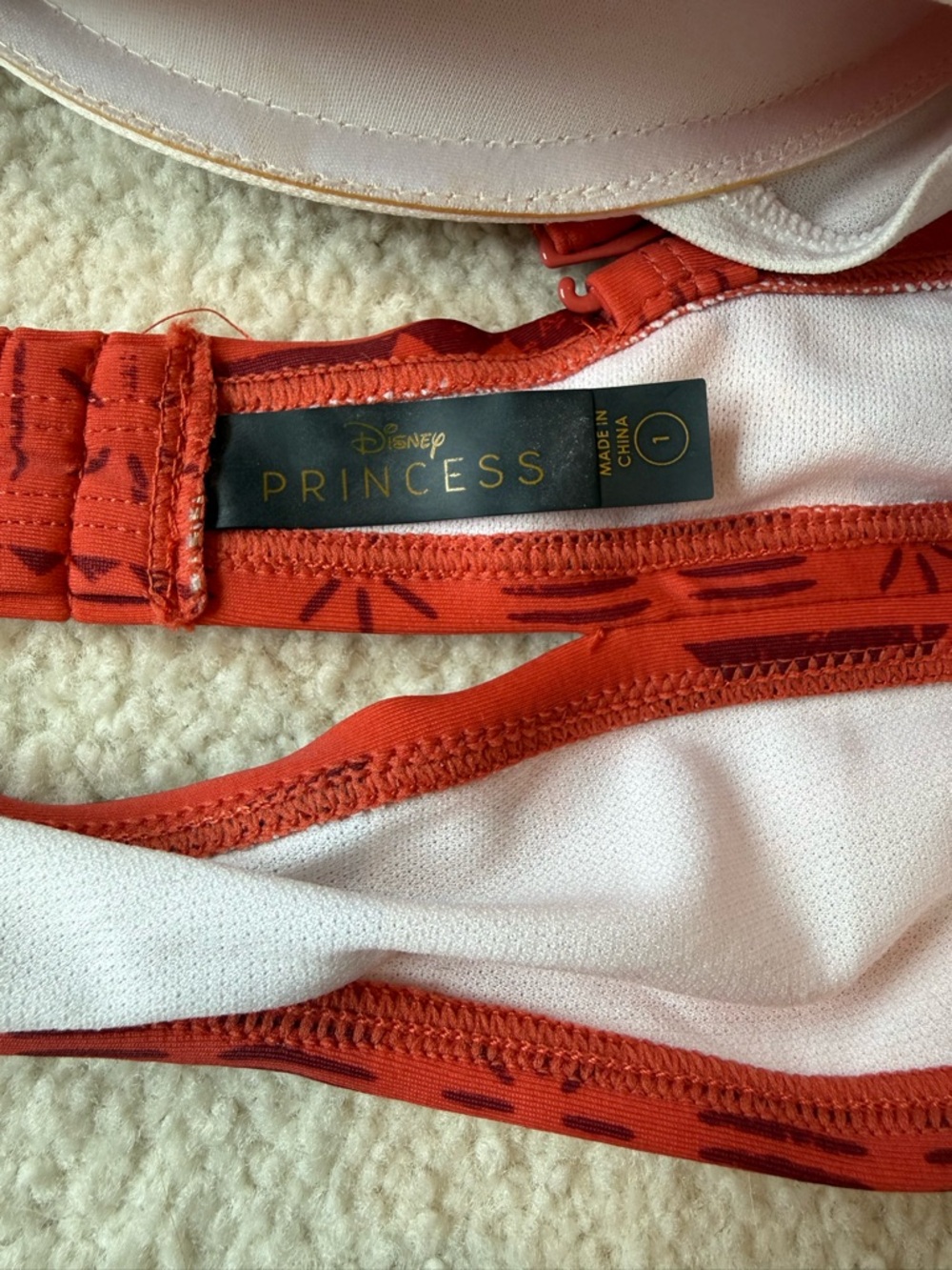 Torrid Disney Moana Bikini Set 1X top 2X bottoms Orange Geo Underwire High Waist - Picture 4 of 8